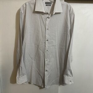 geoffrey beene mens long sleeve dress shirt Sz L Slim fit Cotton